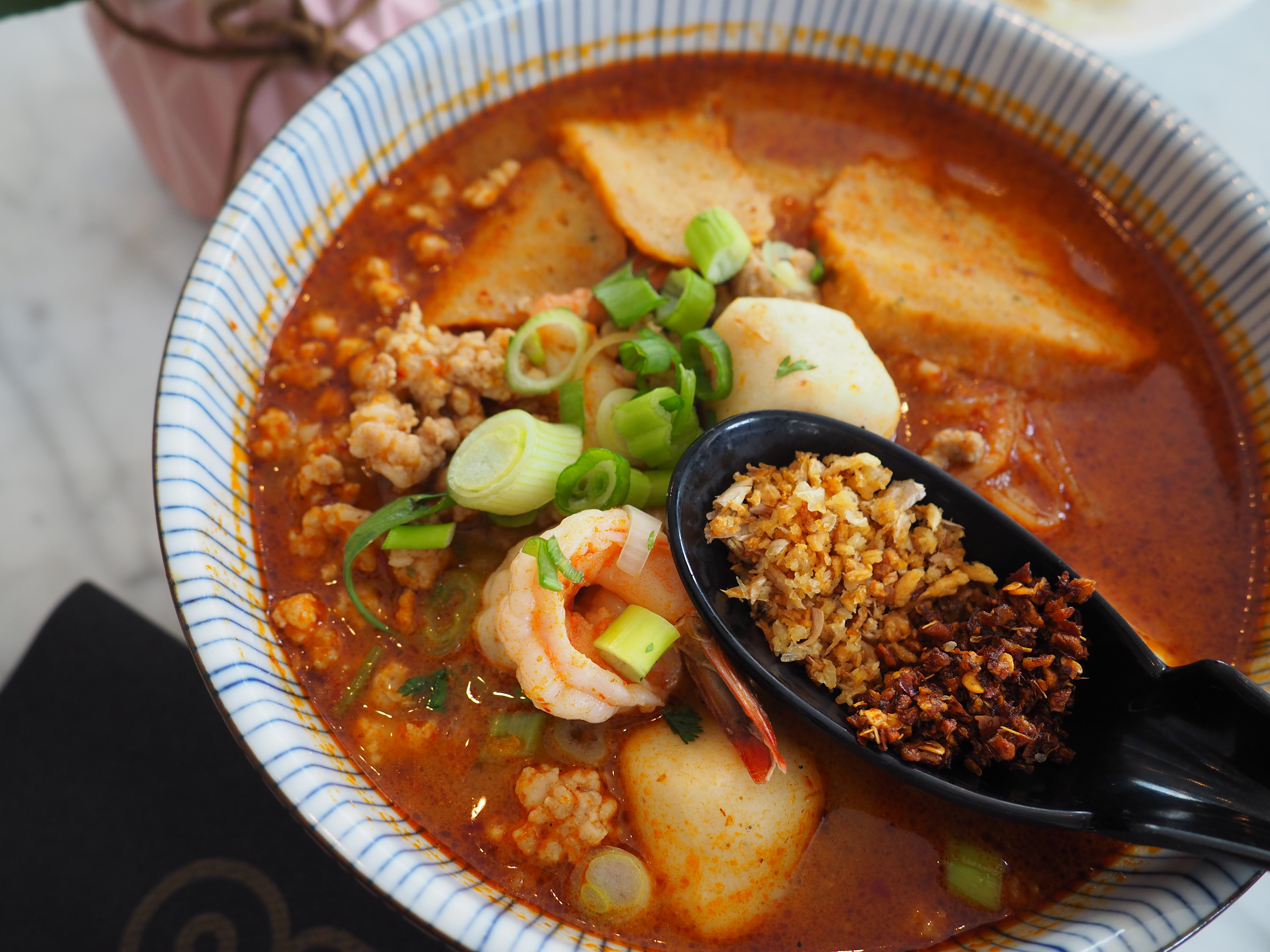 That's fried garlic on the spoon!